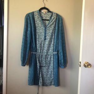 Patterned dress with drawstring waist